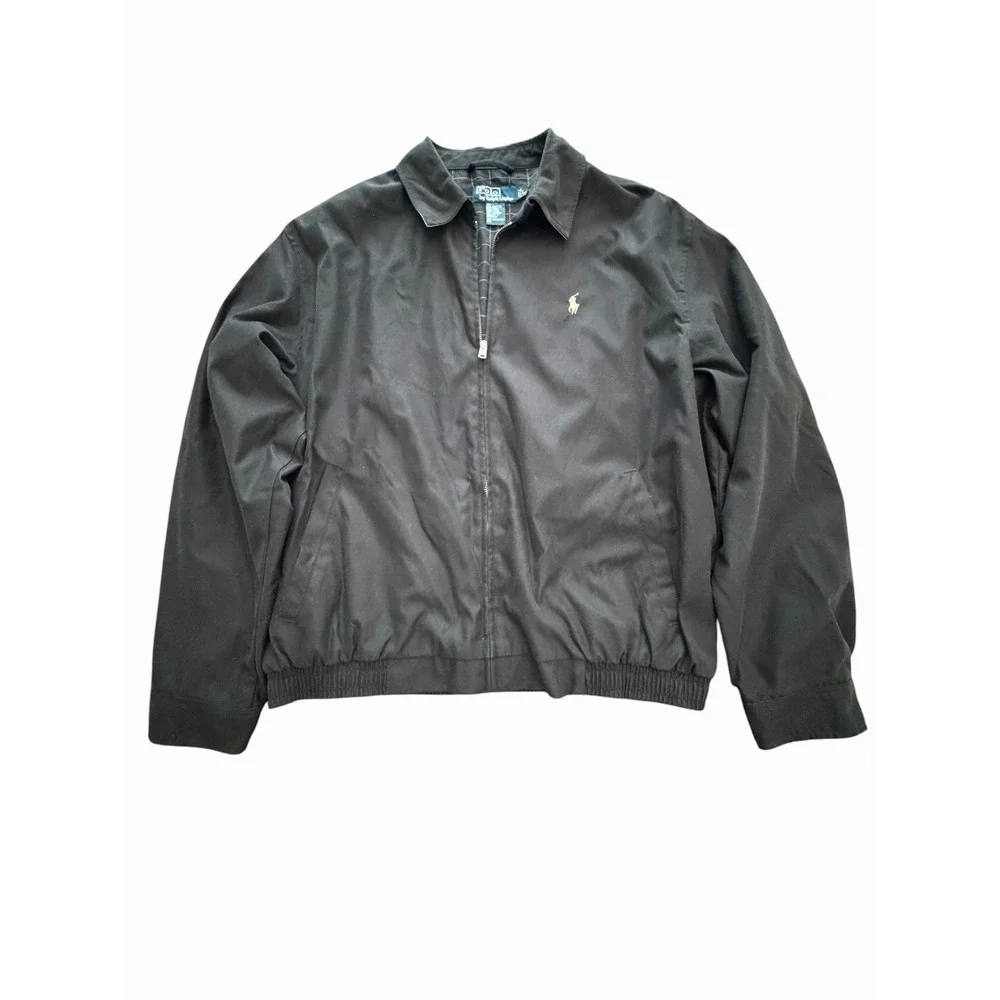 Polo Ralph Lauren Bi Swing Herrington Jacket Mens Large Black Plaid Lined #B13-8